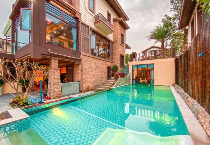 清远别墅温泉度假大泳池四房,清远市别墅温泉旅游度假