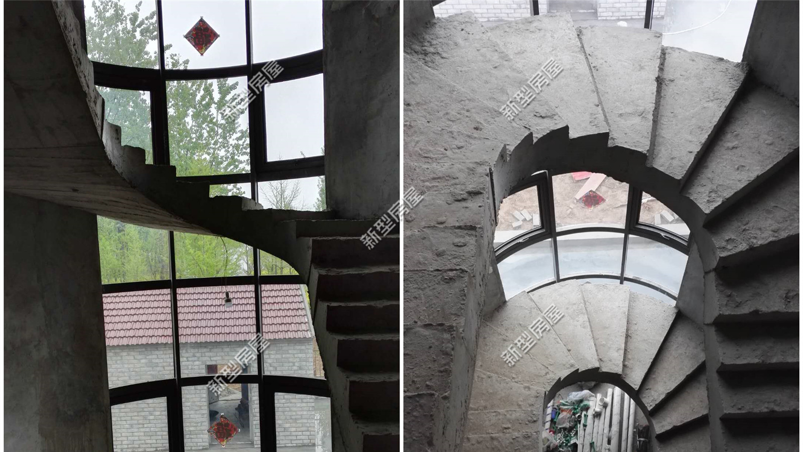 农村自建房实用双跑楼梯尺寸,3.6米高2.4米宽180度旋转楼梯