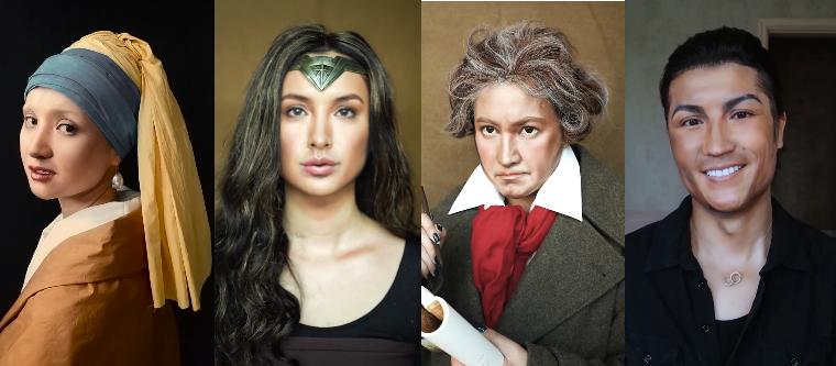 把自己仿成名人名画，化妆技术堪比易容，这个美妆博主真给力！