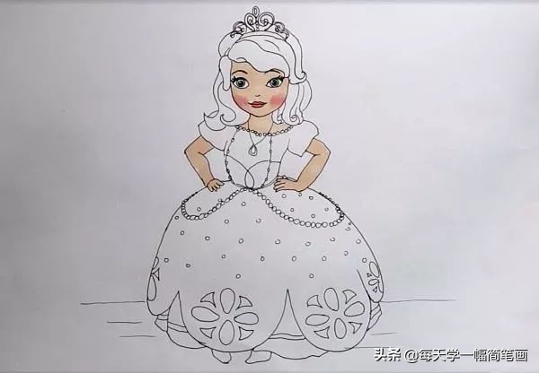 小公主苏菲亚头顶上的皇冠简笔画,小公主苏菲亚变成美人鱼的简笔画