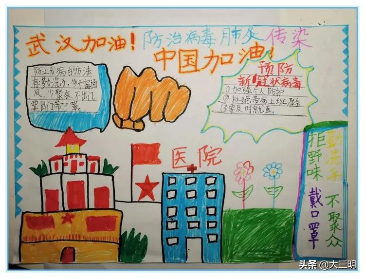 「停课不停学—手抄报篇」“武汉加油，中国加油”