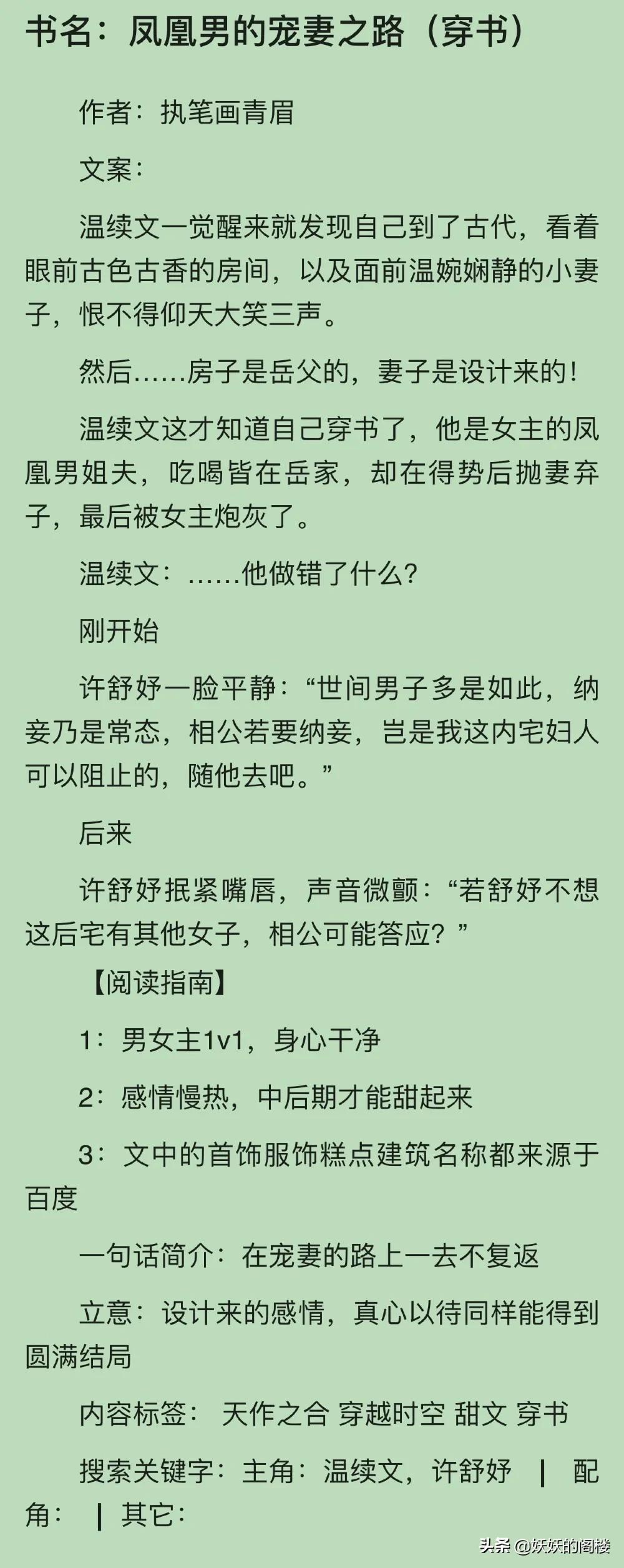 男主穿越到古代宠妻文,男主穿越到古代对男妻好的小说