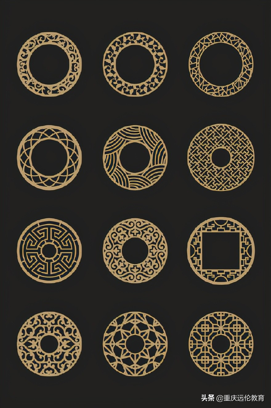 中国风吉祥花边白描图,中国风纹样绘画100例