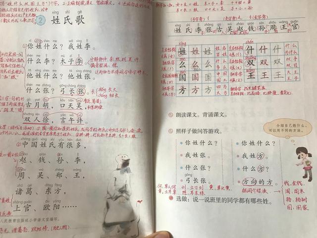 一年级下册语文教学姓氏歌,一年级下册语文姓氏歌的生字