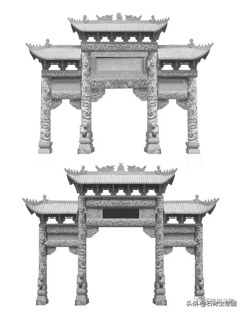 石牌坊石雕图片大全,各样式的石牌坊