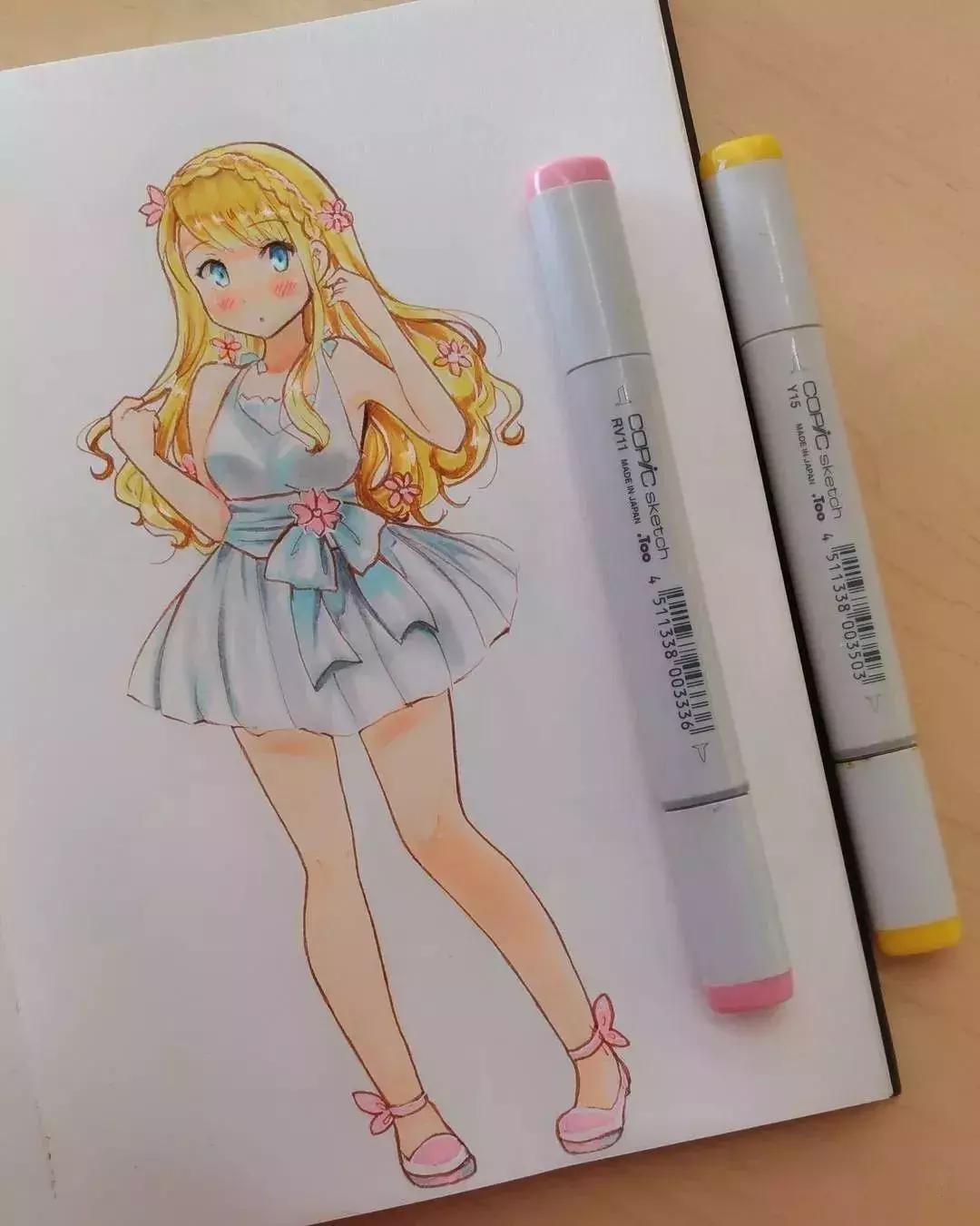 可爱动漫人物手绘马克笔,马克笔好看的动漫人物