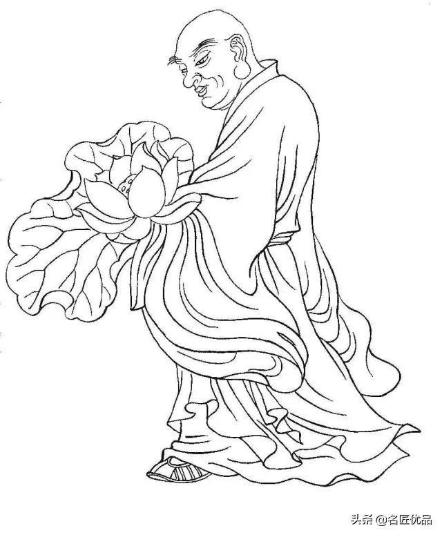 降龙罗汉白描图高清图片,降龙伏虎罗汉图白描