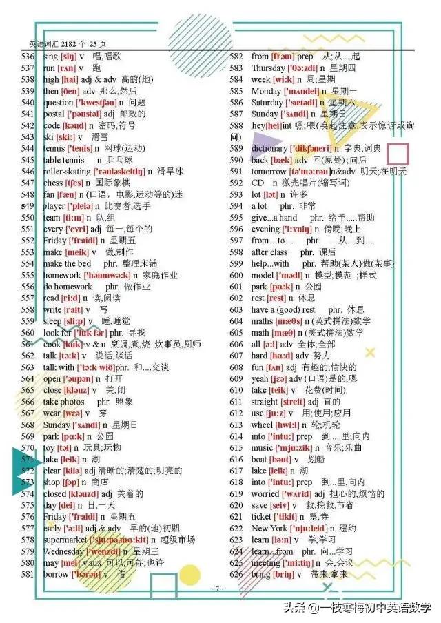 初中英语单词重点词汇,英语词汇表的英语单词