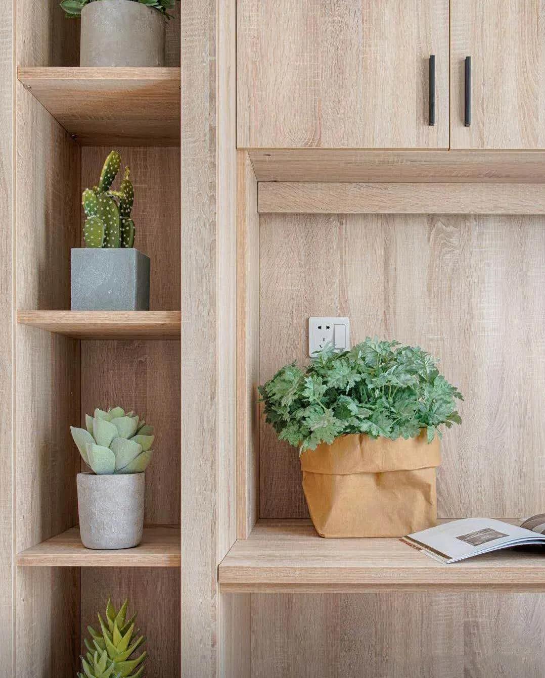 原木风茶室20平方空间装修效果图,100平方小户型原木风带茶室设计