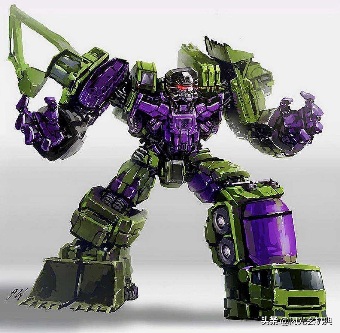 变形金刚动漫人物:重涂塑造战损严重的挖地虎组合-大力神