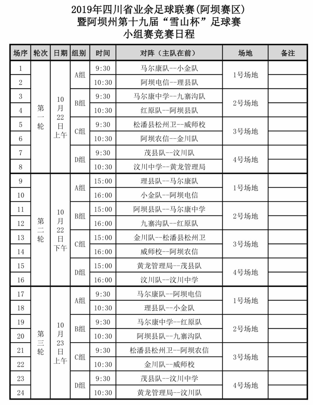 四川省阿坝州足球雪山杯第20届,阿坝州第十八届雪山杯足球赛