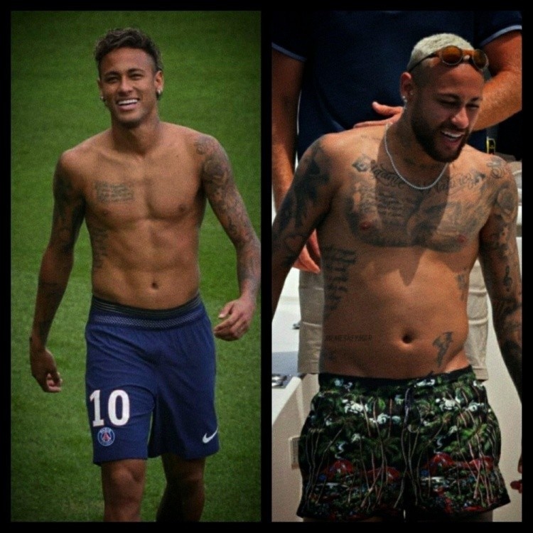 内马尔变胖后有腹肌吗,内马尔变胖对比图