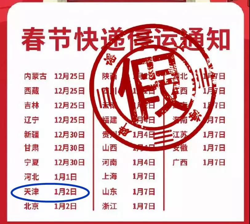 现在天津啥快递停了,天津春节快递通知