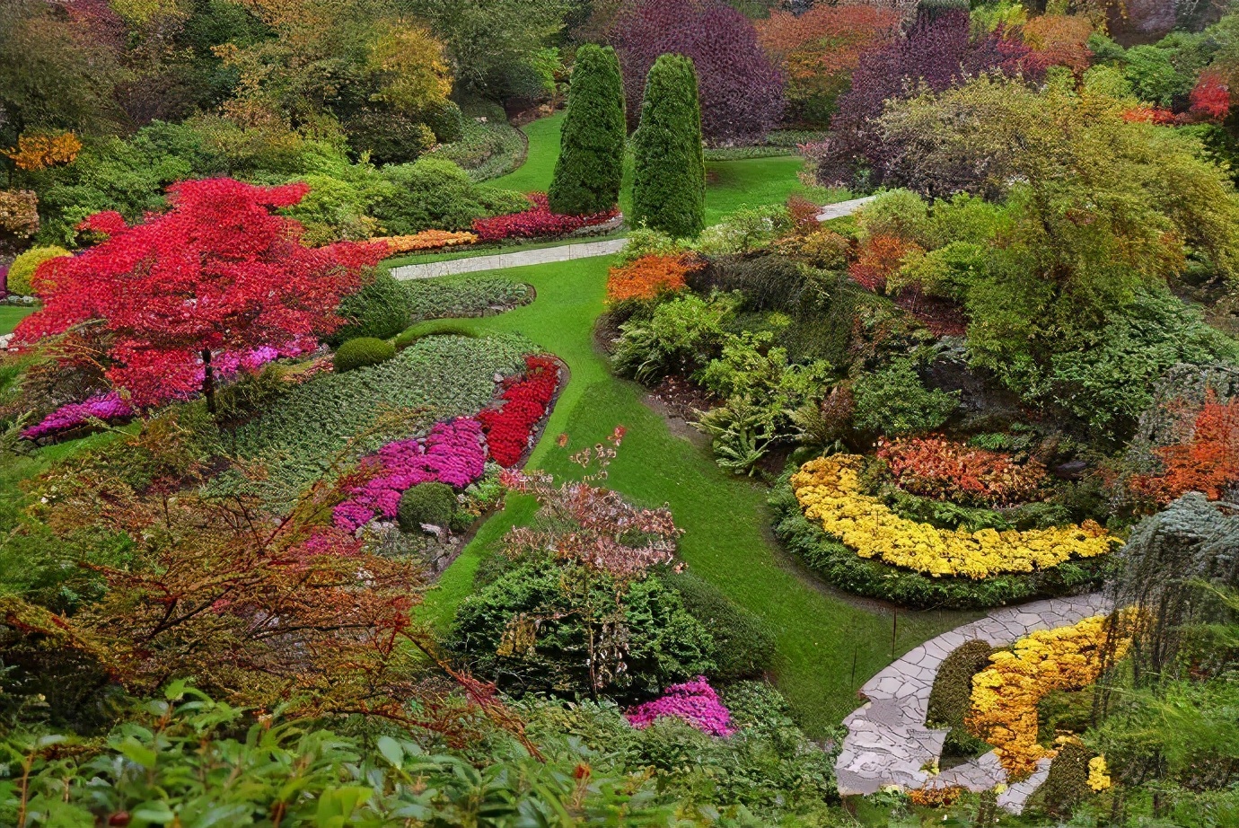 布查德花园的秋冬季,全球最美花园布查特花园