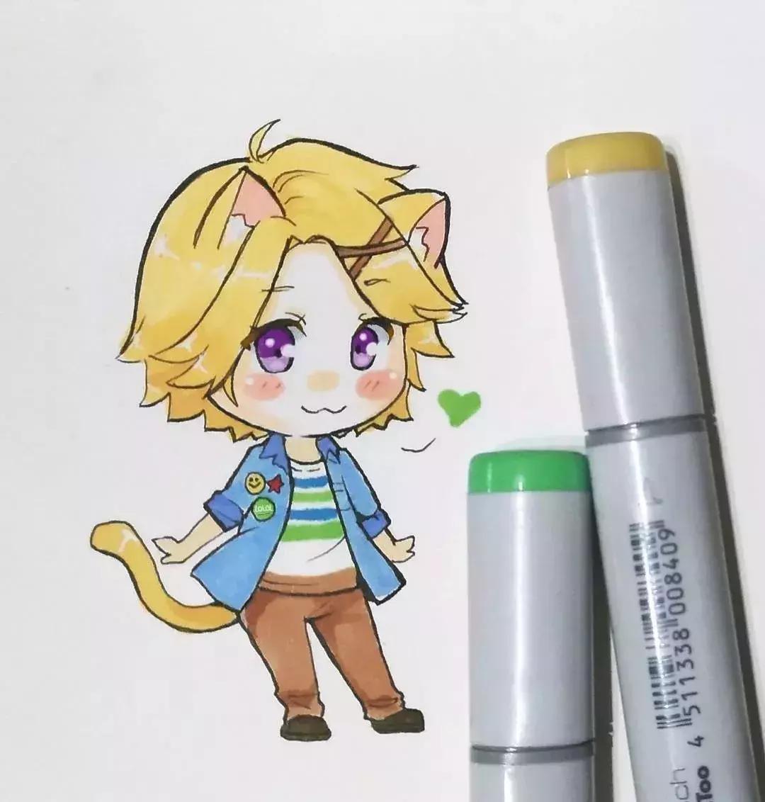 可爱动漫人物手绘马克笔,马克笔好看的动漫人物