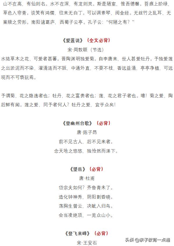 初中需要提前背诵哪些古诗文,初中必背古诗文三峡音频