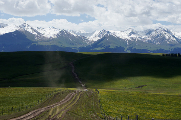 六月底的伊犁雪山,5月的伊犁草原