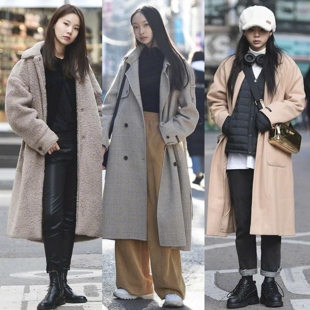 韩国小姐姐学院风大衣内搭,韩国穿大衣最好看的女人