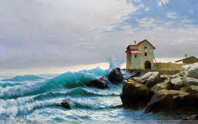 俄罗斯画家画水风景,俄罗斯远山风景油画100幅