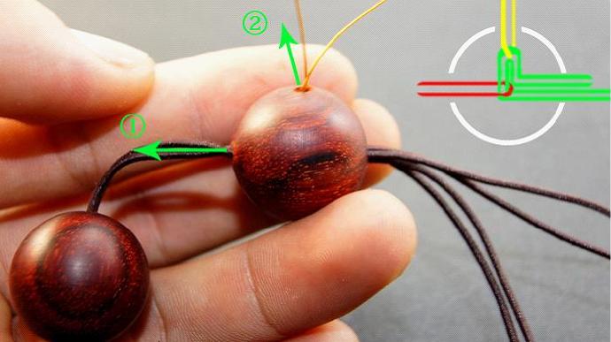 佛珠手链三通穿法及吉祥结编法,橡皮筋佛珠三通的穿法慢步骤