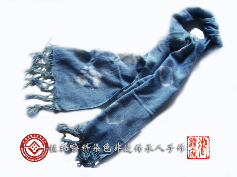 蜡染纯天然植物围巾,丝光棉彩色围巾
