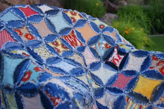 旧牛仔裤拼布做床单的方法,旧牛仔裤拼布作品