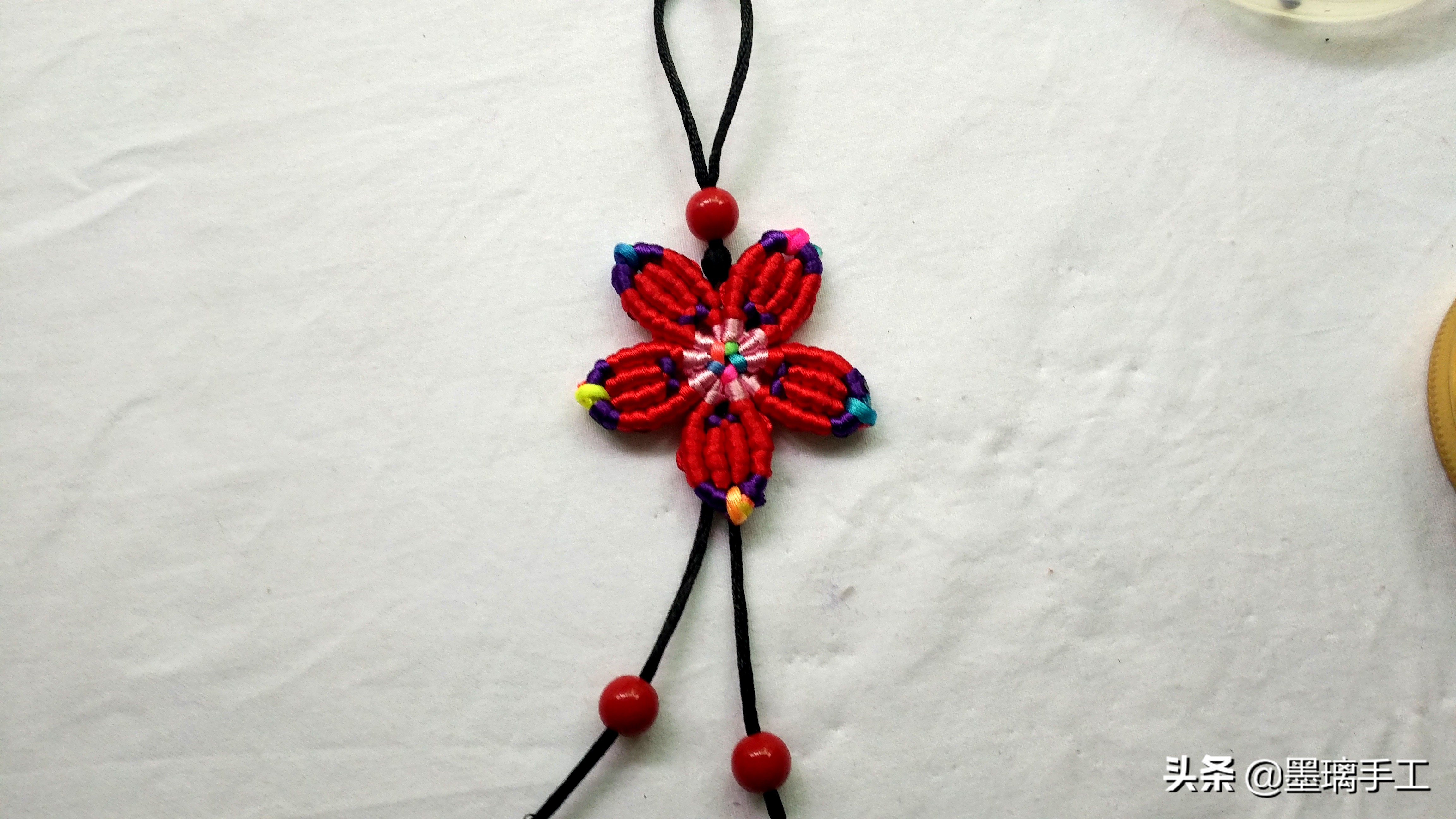 手工编绳大挂饰教程,手工编绳立体花朵挂毯视频教程