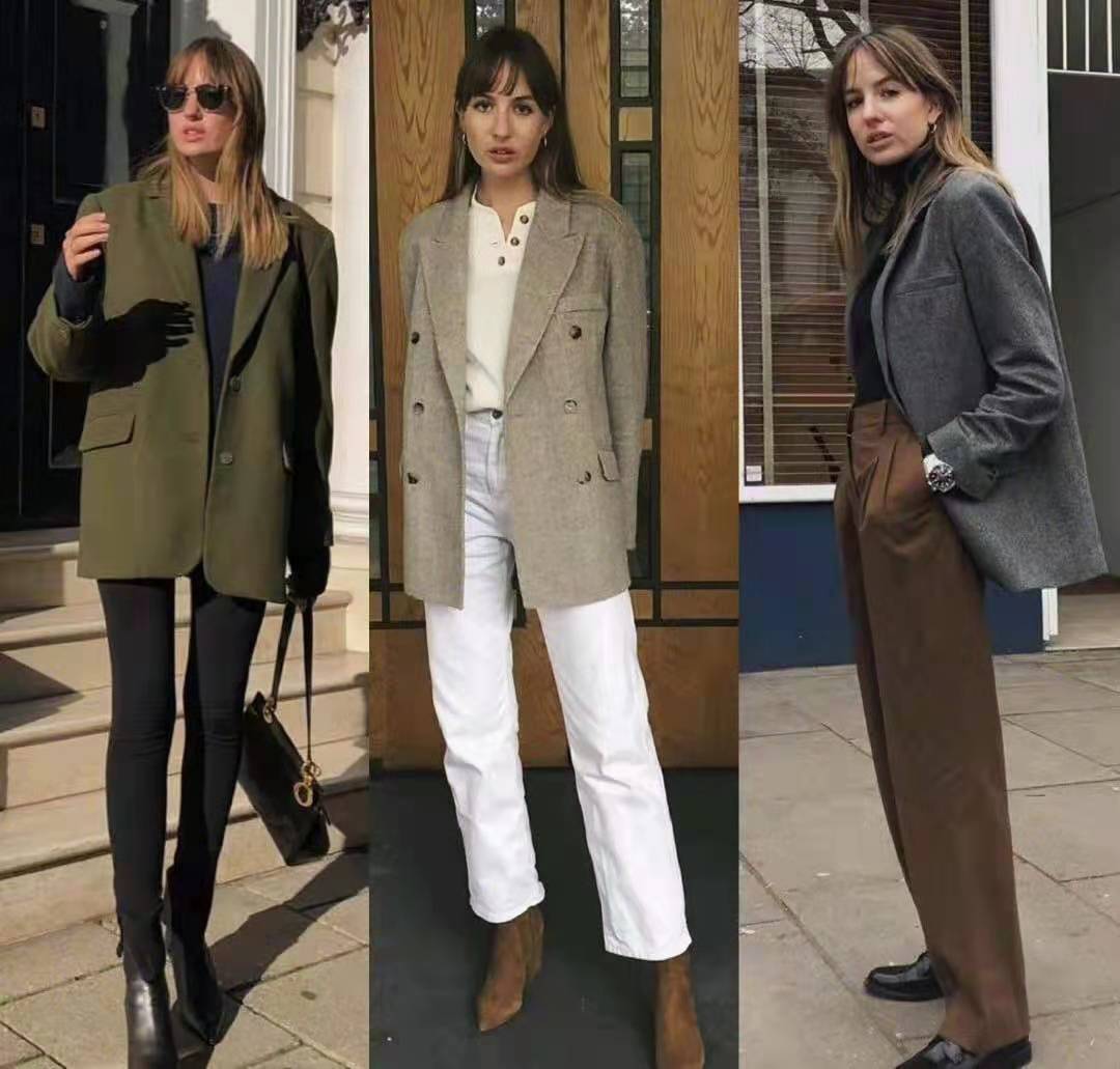 西装学着这样穿显得时髦又高级,过渡季西装这样搭不怕温差且时髦