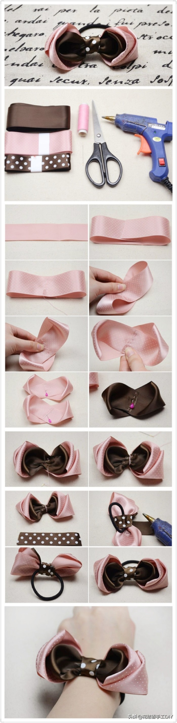 蝴蝶结发饰手工制作简单,蝴蝶结发饰diy教程网红大蝴蝶结