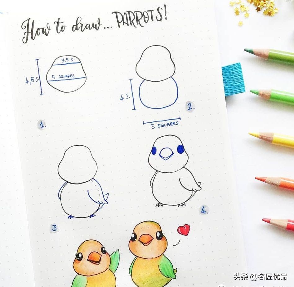 手帐简笔画可爱图案简单动物,手帐边框图案简笔画动物