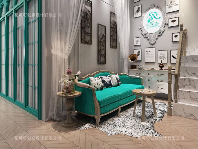 转角美容院装修效果图,美容院装修风格案例图法式