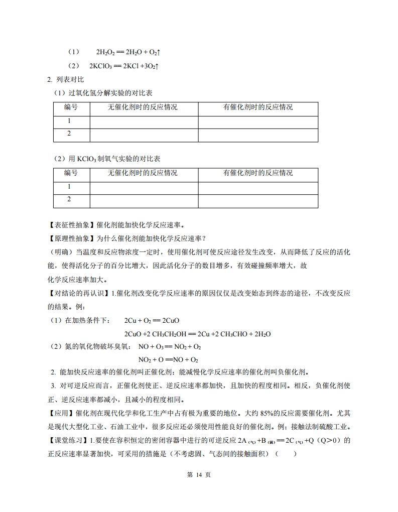 高中人教版化学选修四随堂笔记,高中化学选修四目录人教版