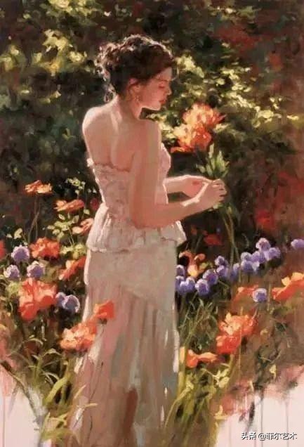 现代艺术油画中的美人,阳光美少女图片绘画