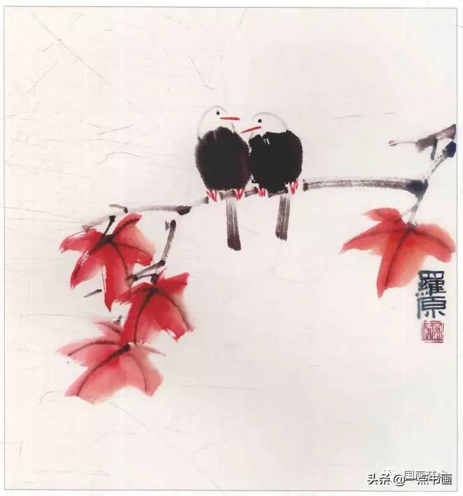 几组写意花鸟创作示范图解,国画小品写意花鸟图片欣赏