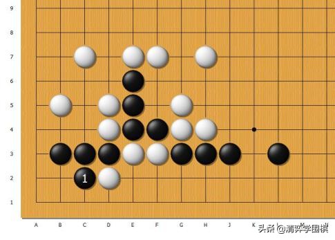 黑先,如何救活被围的黑4子?这要用到一个知名的手筋