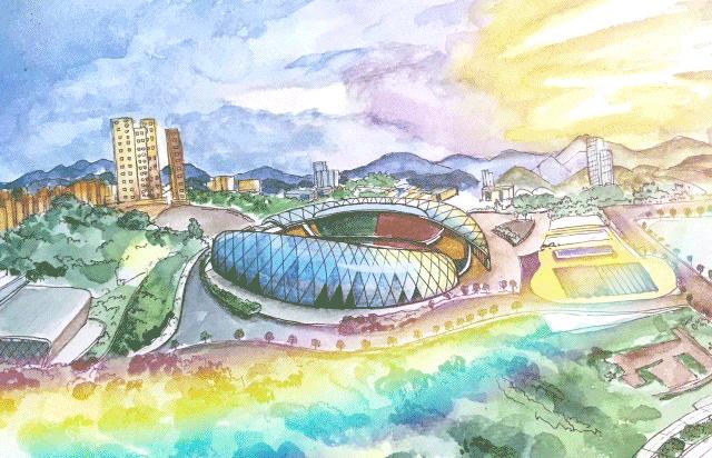 贵阳奥林匹克体育中心周围景点,贵阳体育馆全景图