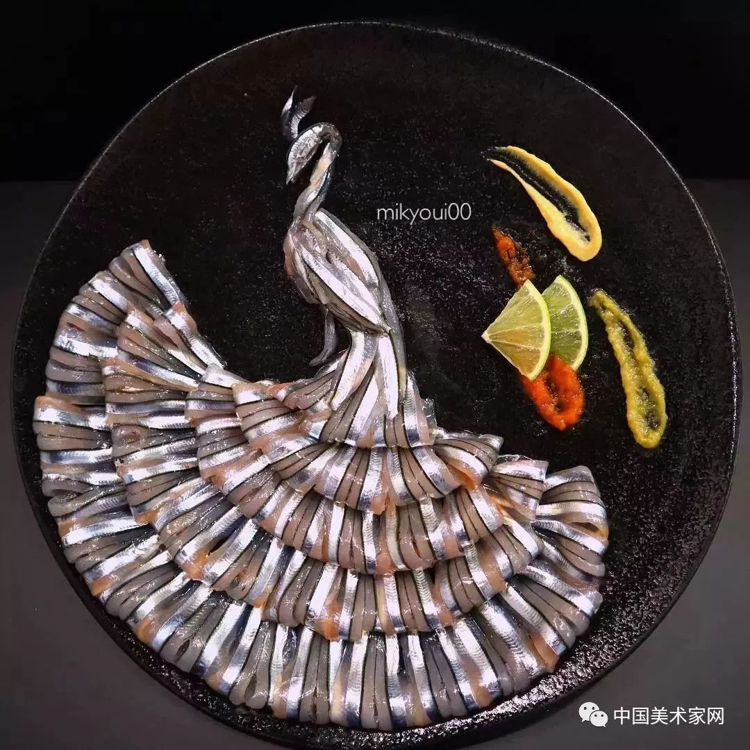 刺身的艺术图片大全,用生鱼片画作品