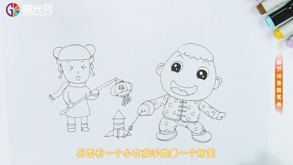 春节场景简笔画图片,春节幼儿简笔画