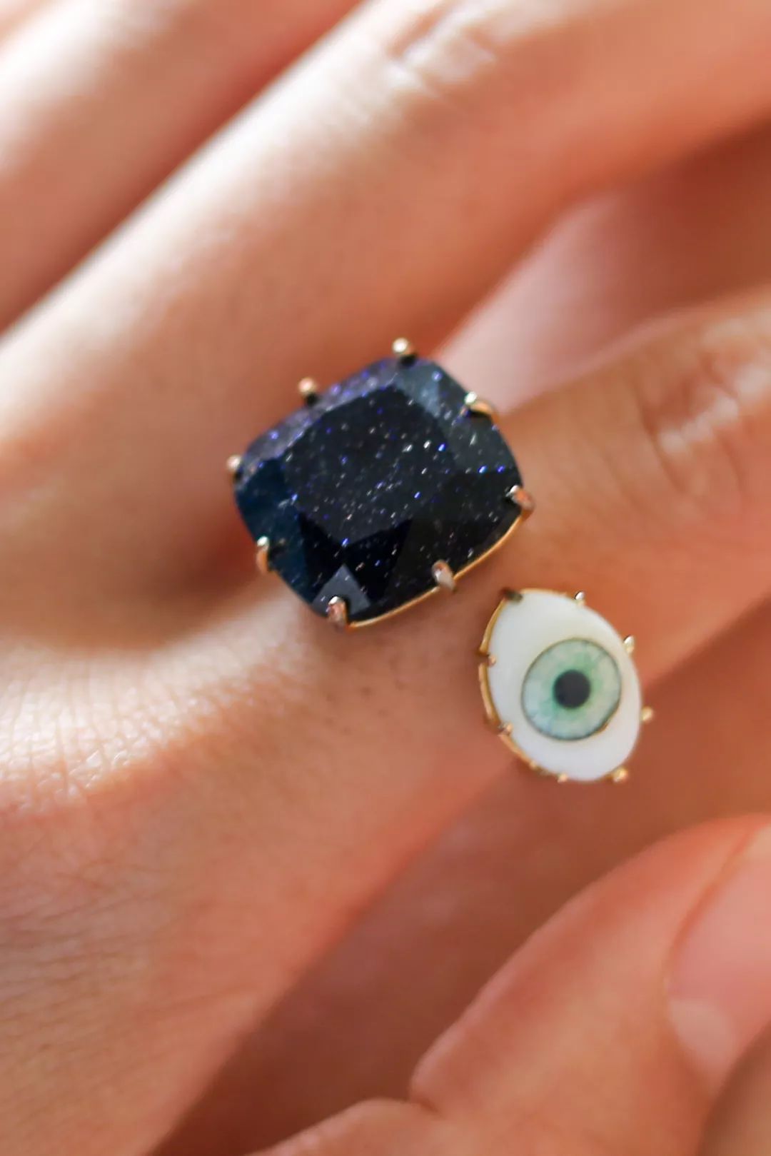 法式复古水晶洞戒指,法式复古高级冷淡风戒指