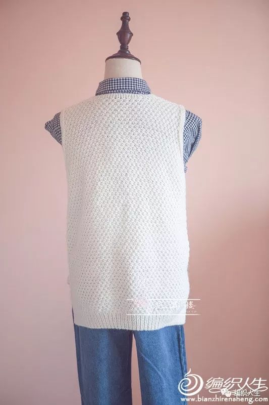 女款棒针宽松背心教程,达西妈妈女士圆领背心编织图解
