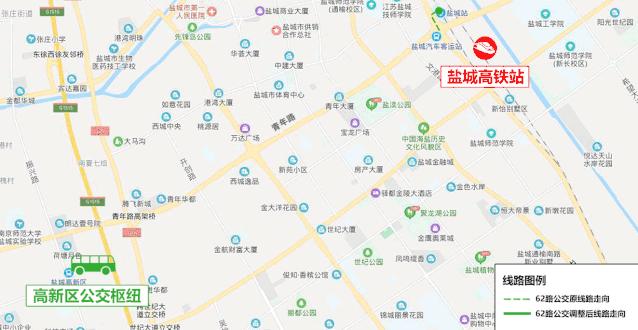 最新盐城市区公交车线路图,盐城高铁站公交线路