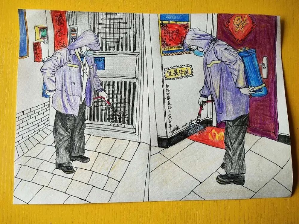 面对疫情接纳自己绘画,面对疫情我想说的绘画