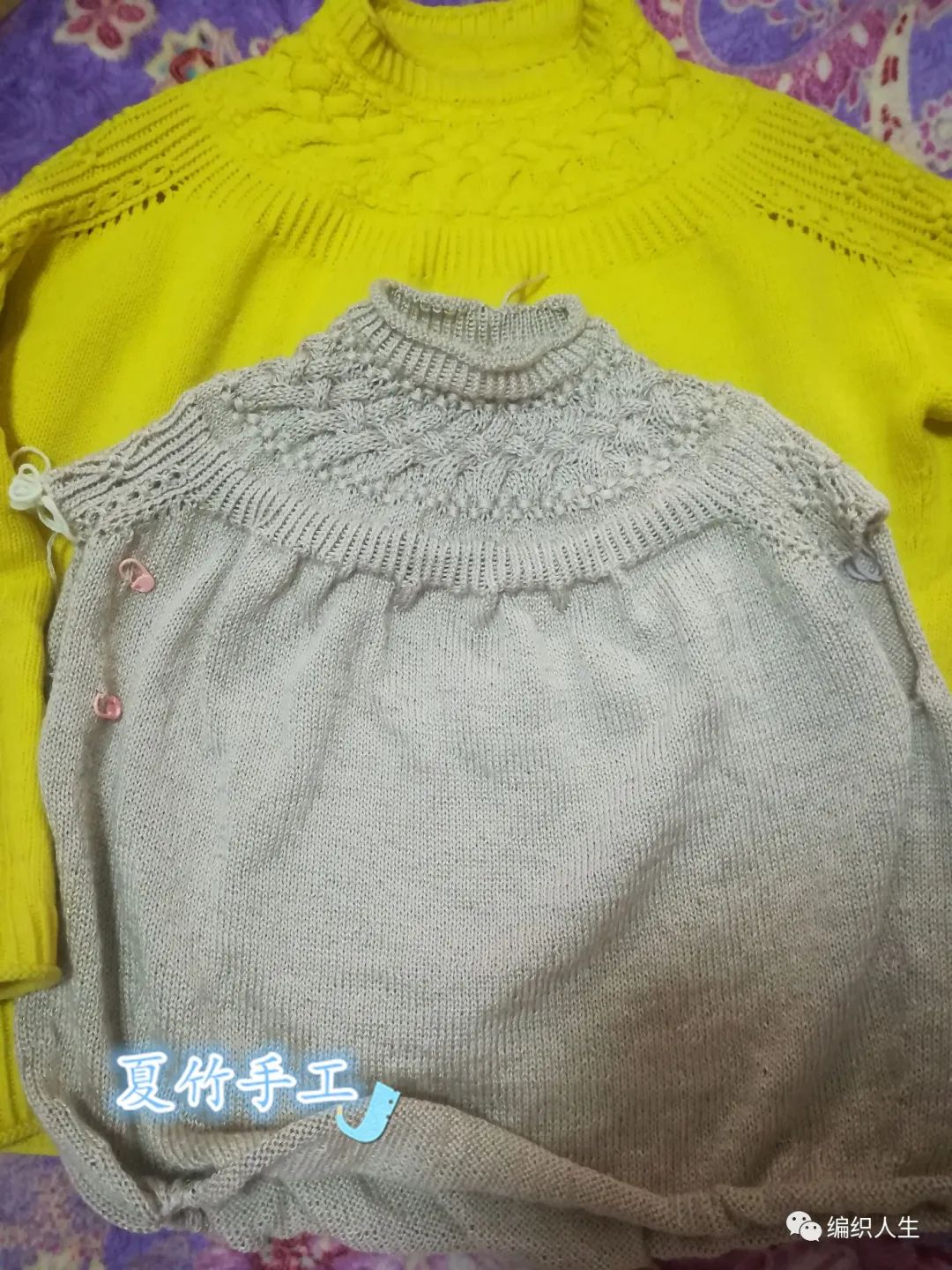 简单好看的棒针织毛衣图案,女生套头棒针粗线花线毛衣教程