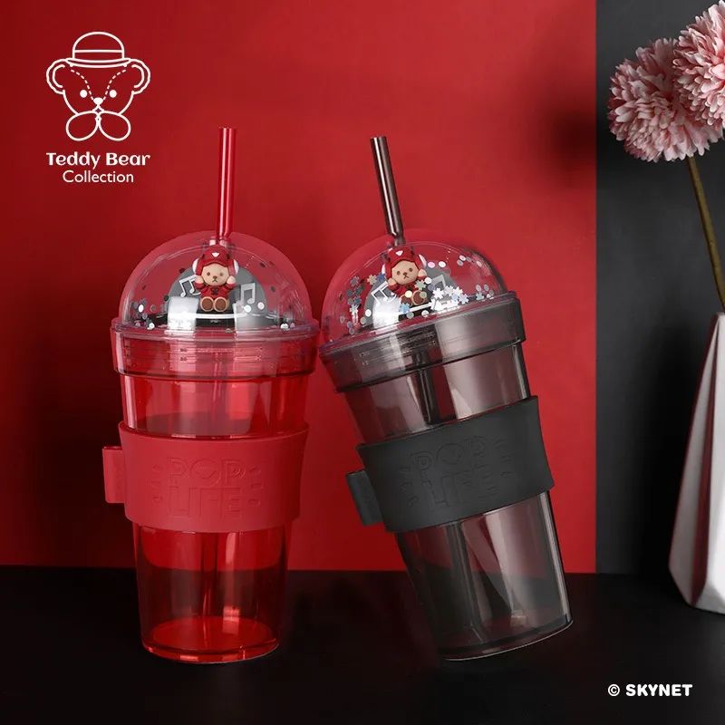 泰福高泰迪吸管杯,泰迪珍藏水杯