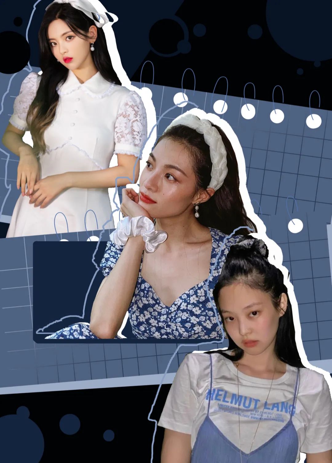 jennie最新配饰,jennie蝴蝶结半扎发