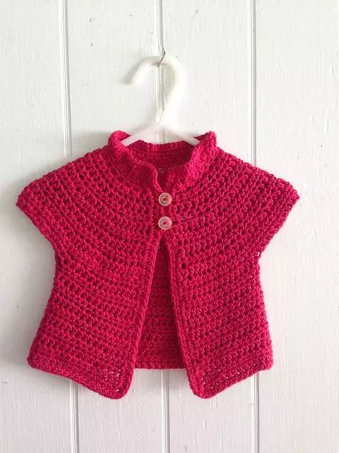 最新款小孩背心的织法,女宝宝带帽毛背心的织法