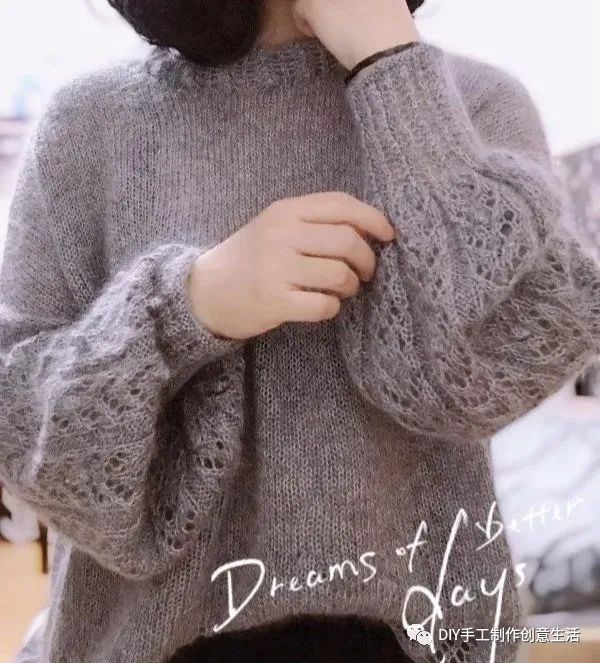 宽松塌肩袖毛衣新款手工编织,毛衣手工编织泡泡袖教程