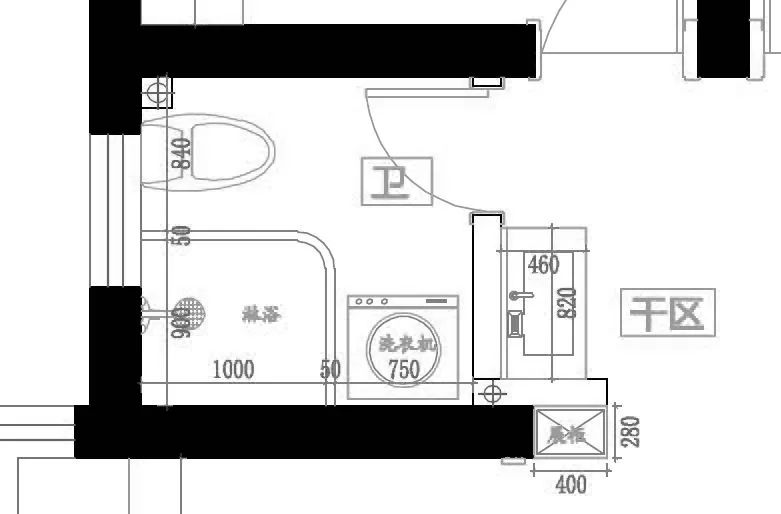 最简易的干湿分离淋浴间,淋浴区干湿分离