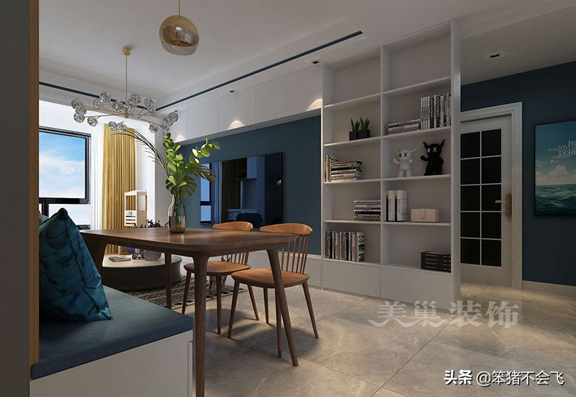 郑州康桥朗城89㎡小三房，时尚的电视墙点亮整个空间