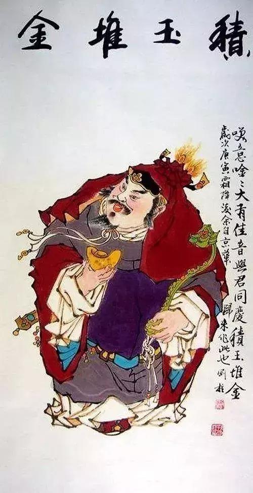 国画中的五路财神图见者五路来财,国画财神图片欣赏